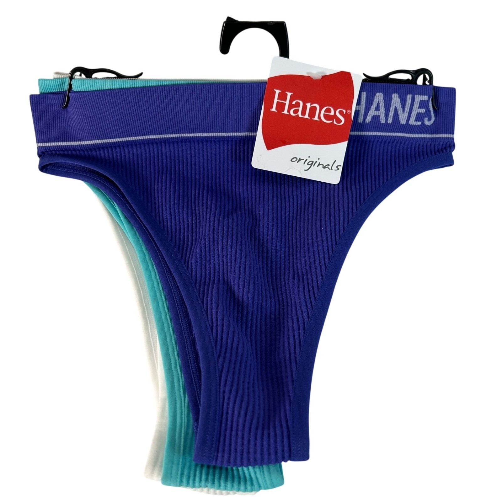3 Pairs Hanes Originals Cheeky Underwear Women's Size L Comfort Stretch Ribbed